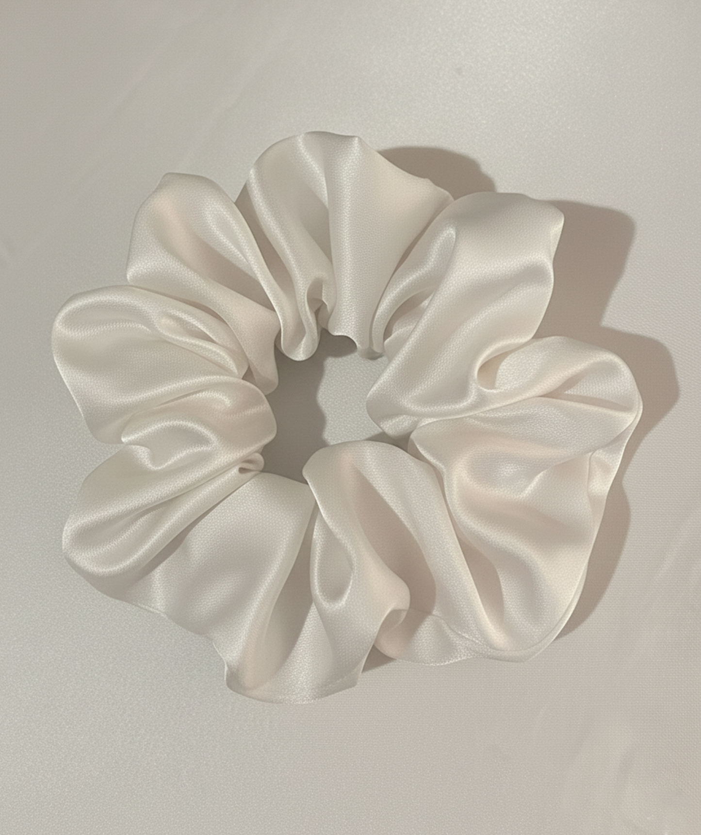 100% Silk Hair Scrunchie - White