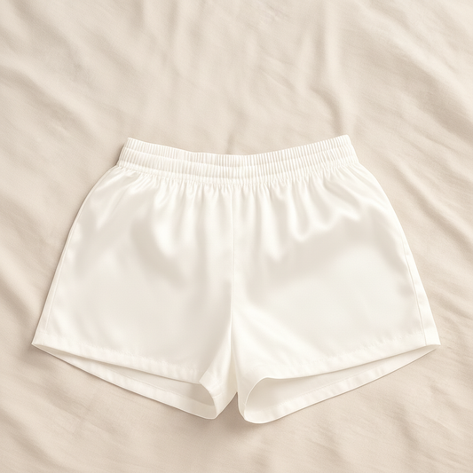 100% Silk Pyjama Shorts - White
