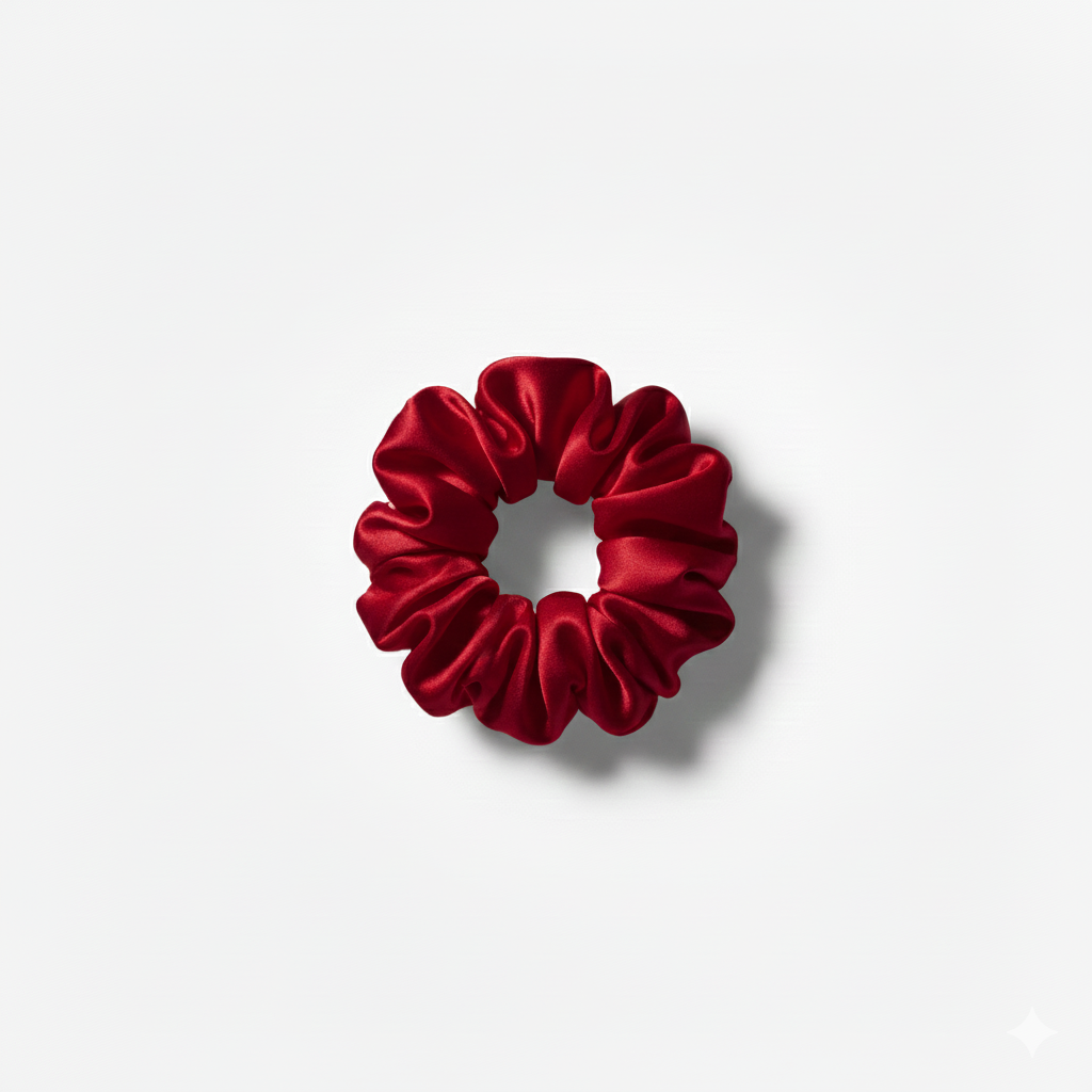 100% Silk Hair Scrunchie - Red