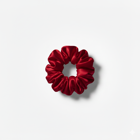 100% Silk Hair Scrunchie - Red