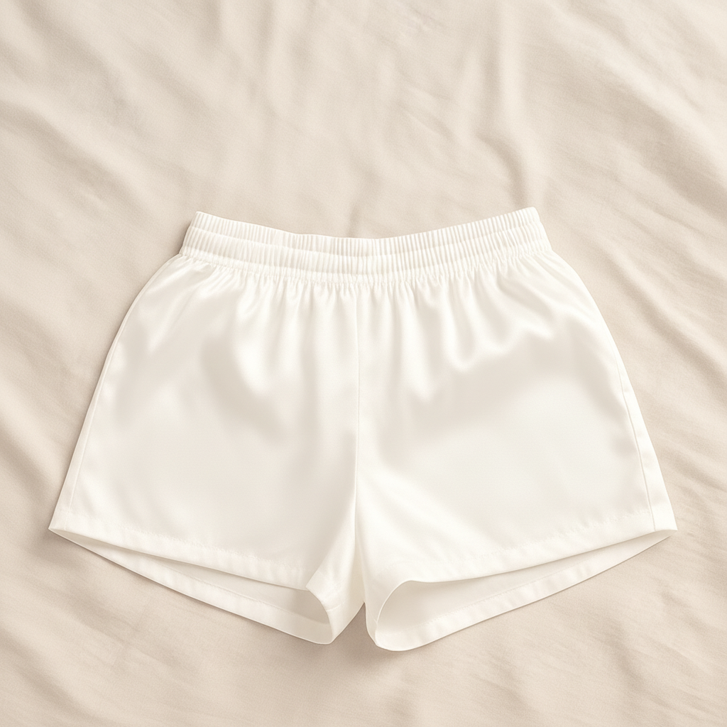 100% Silk Pyjama Shorts - White