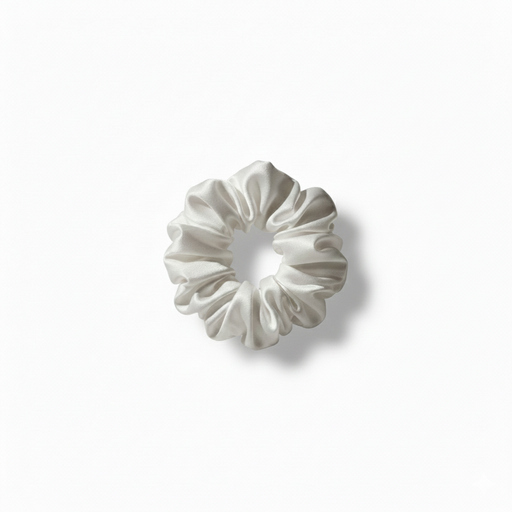 100% Silk Hair Scrunchie - White
