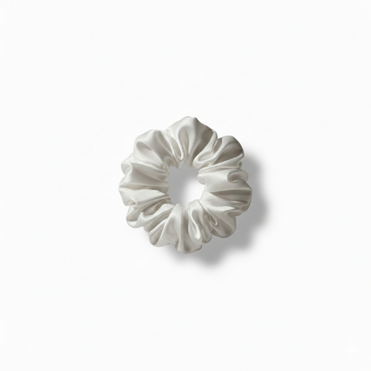 100% Silk Hair Scrunchie - White