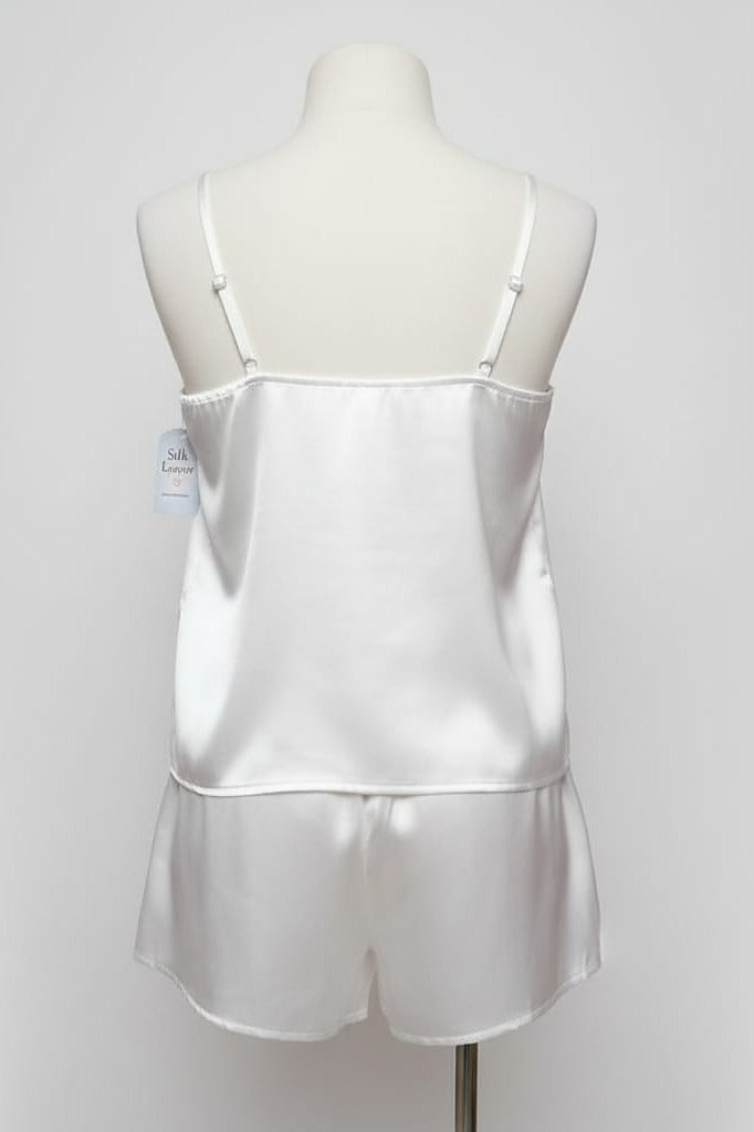 100% pure silk White Camisole & Shorts